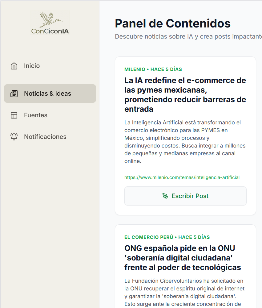 captura aplicación SocialPost